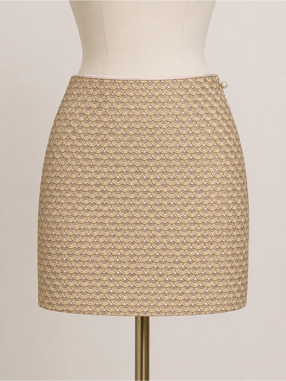 LEIFSDOTTIR From Anthropologie Scallop Mini Skirt with Pearl Accent